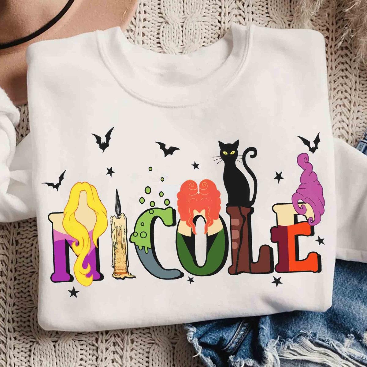 Custom Name Hocus Pocus Halloween Sanderson Sisters Black Cat Shirt 2