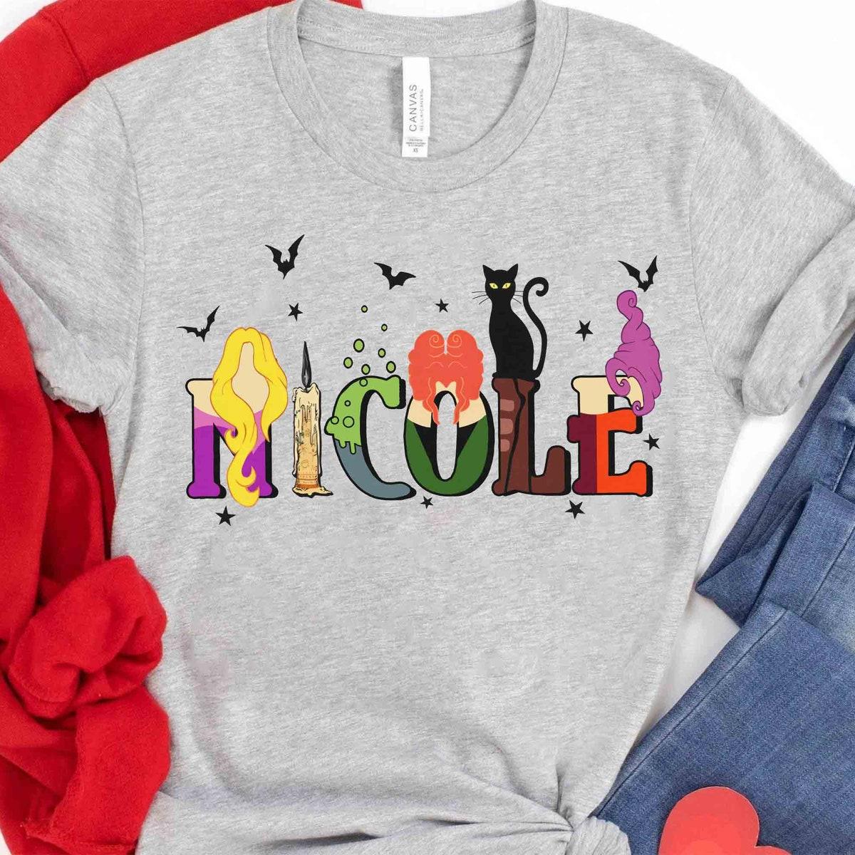 Custom Name Hocus Pocus Halloween Sanderson Sisters Black Cat Shirt 3