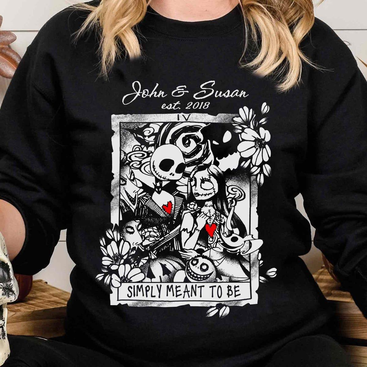 Custom Name Jack Skellington Sally Simply Meant To Be Couple Matching Shirt 1