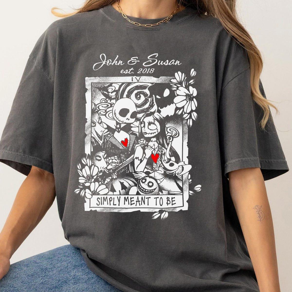 Custom Name Jack Skellington Sally Simply Meant To Be Couple Matching Shirt 6