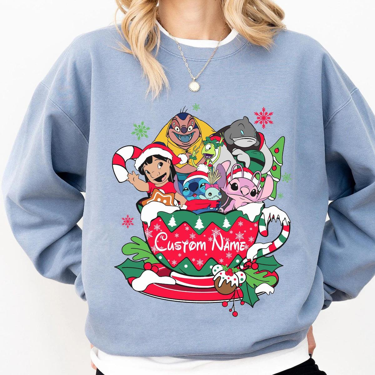 Custom Name Lilo And Stitch Characters Christmas Shirt 3