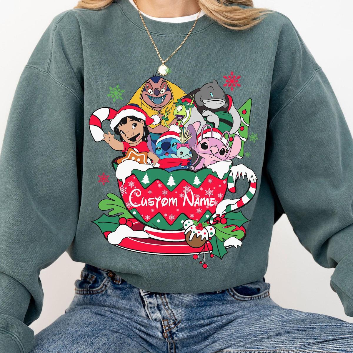 Custom Name Lilo And Stitch Characters Christmas Shirt 6