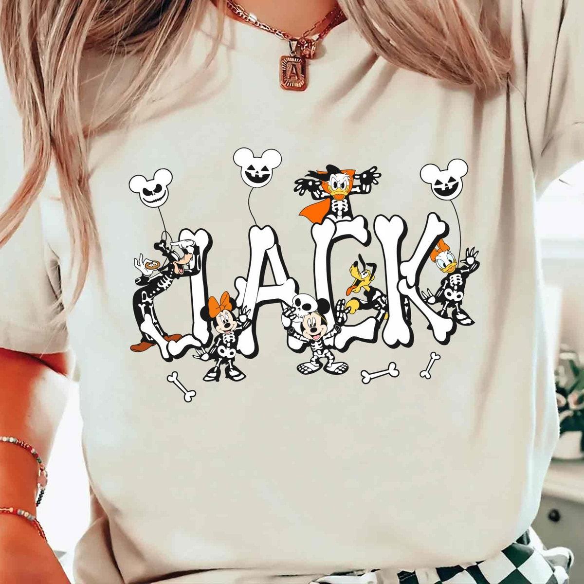 Custom Name Mickey And Friends Halloween Skeleton Shirt 2