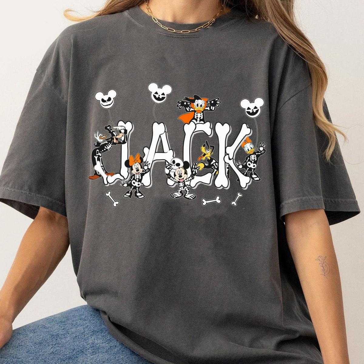 Custom Name Mickey And Friends Halloween Skeleton Shirt 3