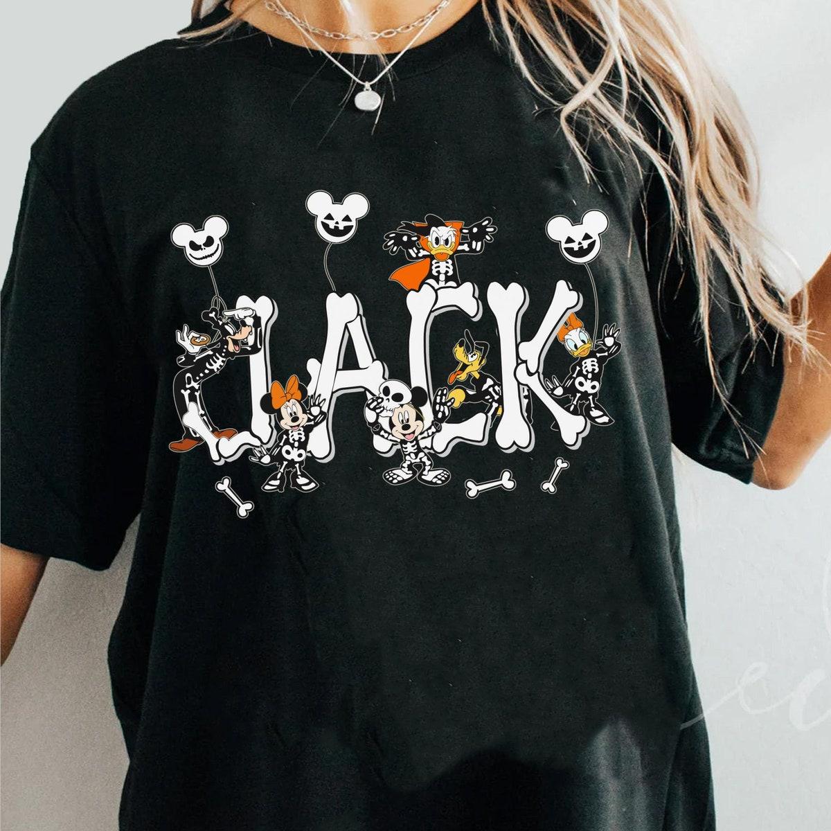 Custom Name Mickey And Friends Halloween Skeleton Shirt 5