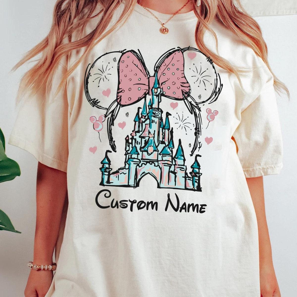 Custom Name Minnie Mouse Castle Pastel Girl Disney Shirt 1