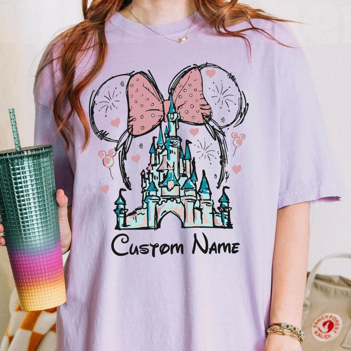 Custom Name Minnie Mouse Castle Pastel Girl Disney Shirt 2