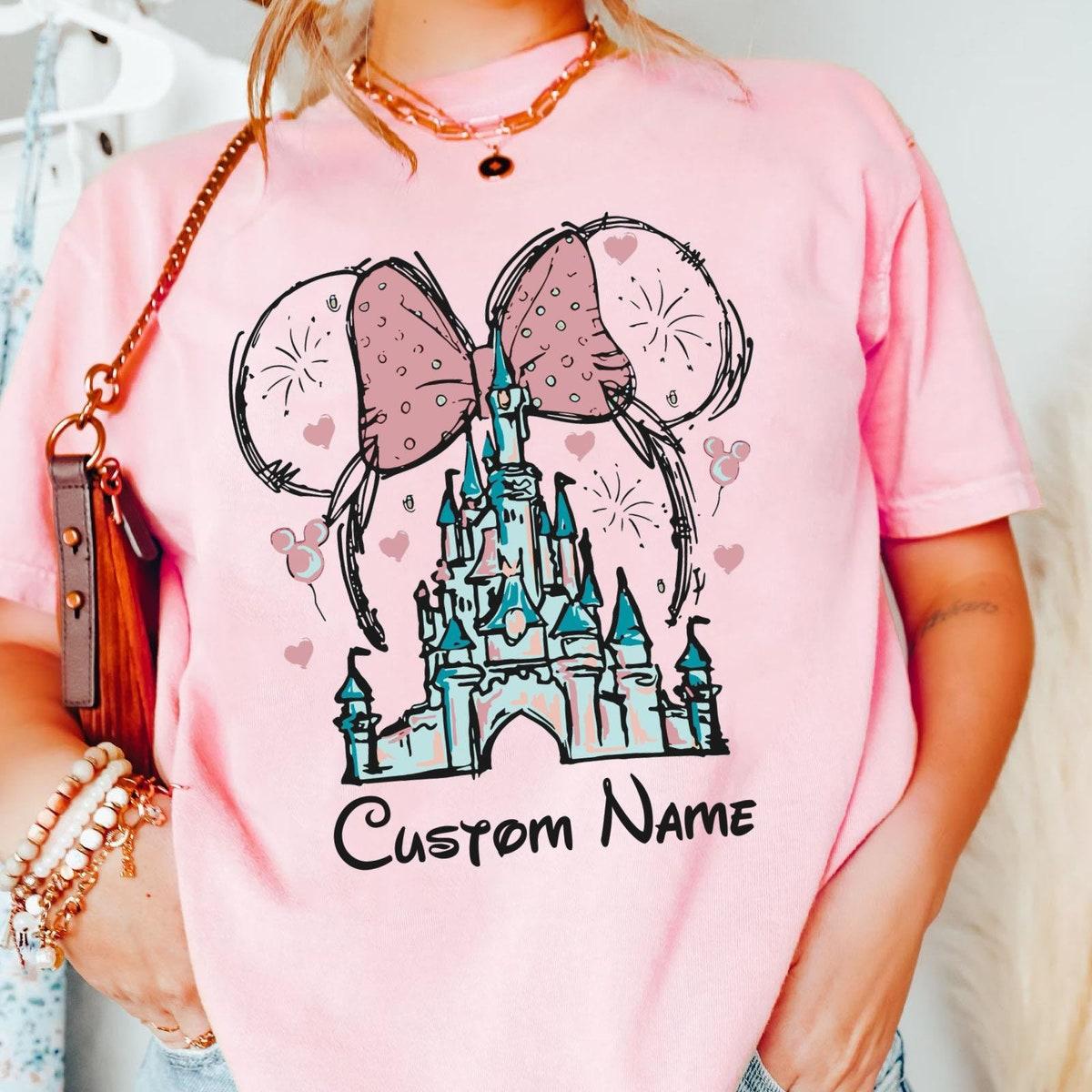 Custom Name Minnie Mouse Castle Pastel Girl Disney Shirt 3