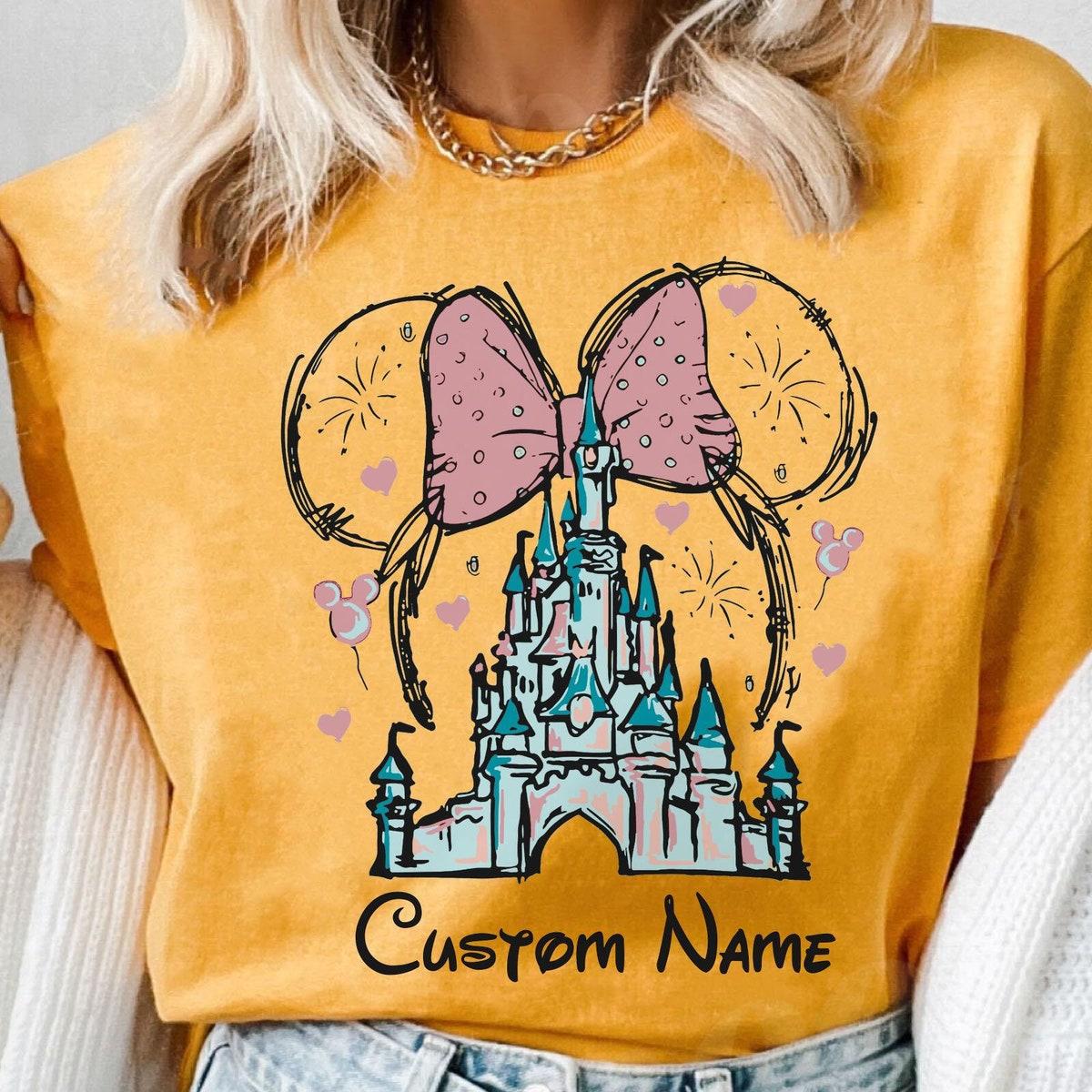 Custom Name Minnie Mouse Castle Pastel Girl Disney Shirt 4