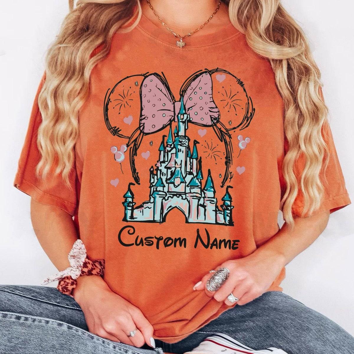 Custom Name Minnie Mouse Castle Pastel Girl Disney Shirt 6