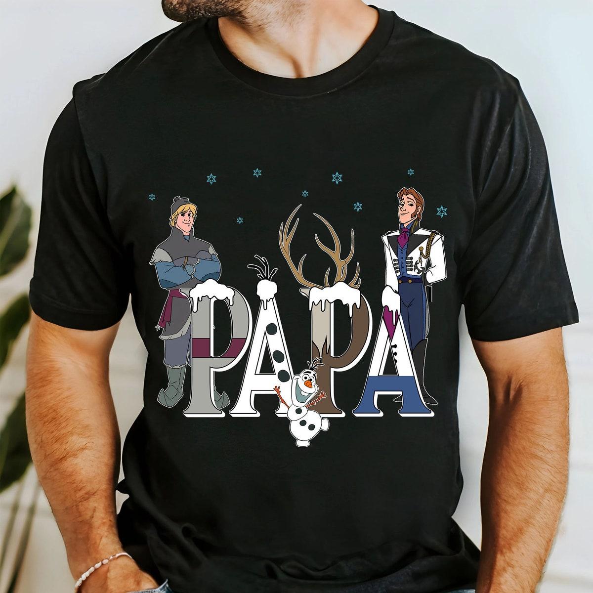 Custom Name Papa With Frozen Themed Personalized Shirt 3