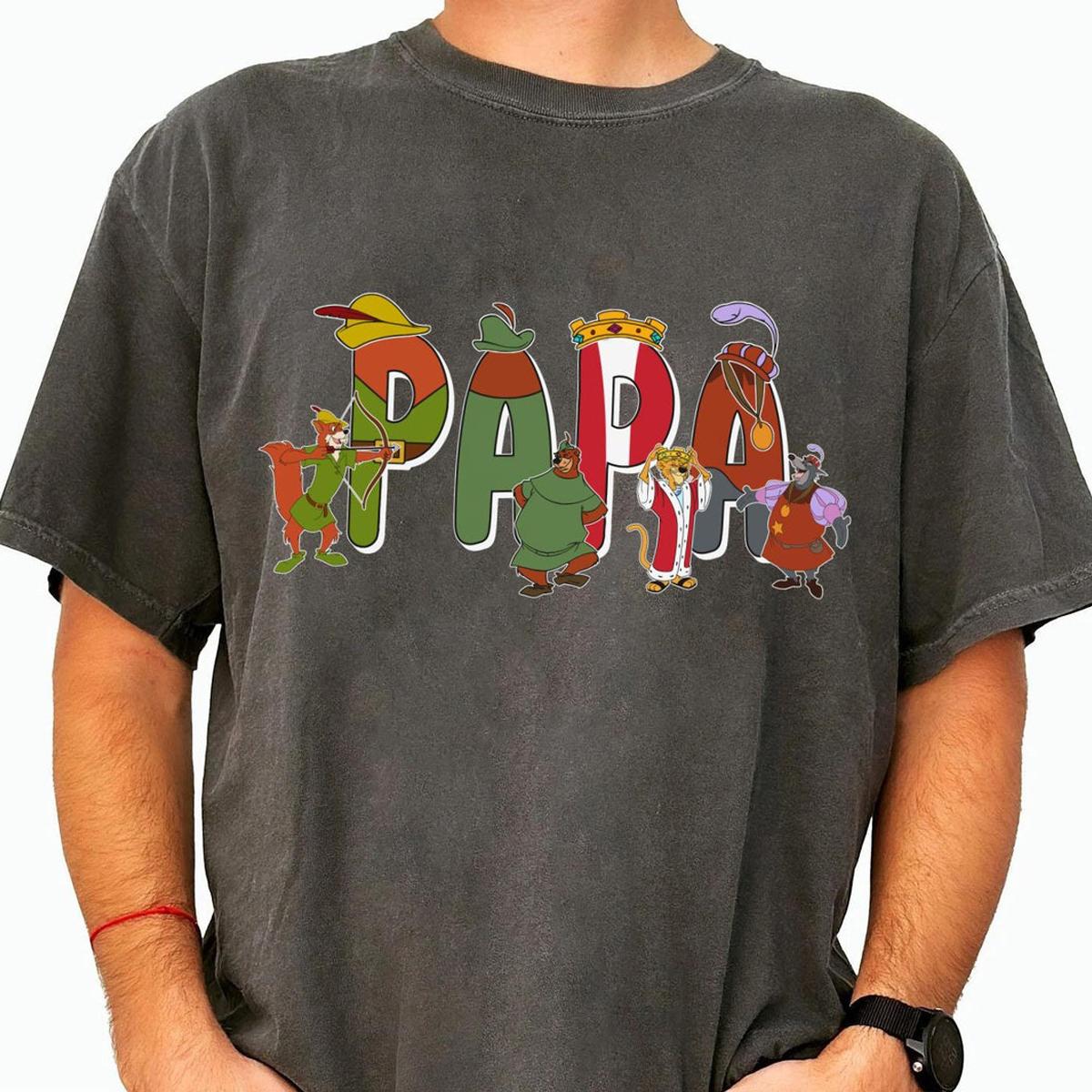 Custom Name Papa With Robin Hood Themed Personalized Shirt 6