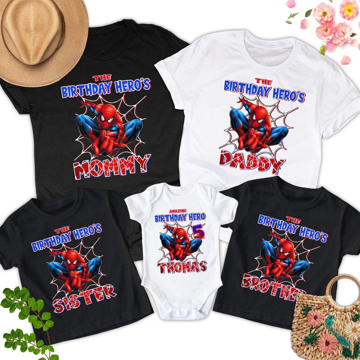 Custom Spider man Birthday Personalized Spiderman Matching Family Shirt 1