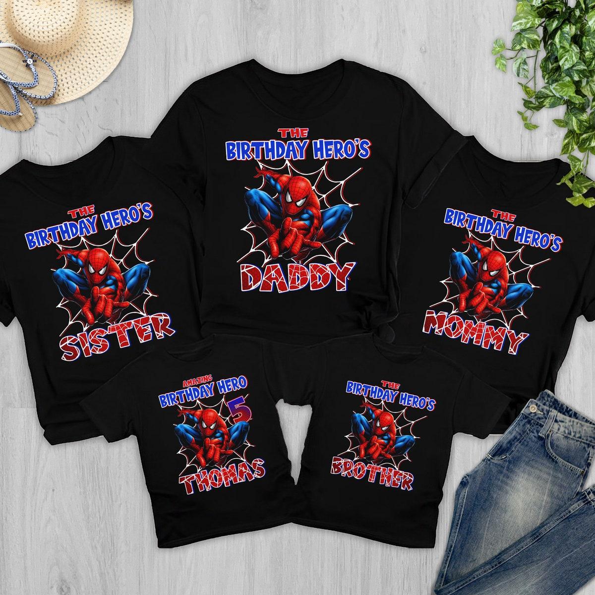 Custom Spider man Birthday Personalized Spiderman Matching Family Shirt 2