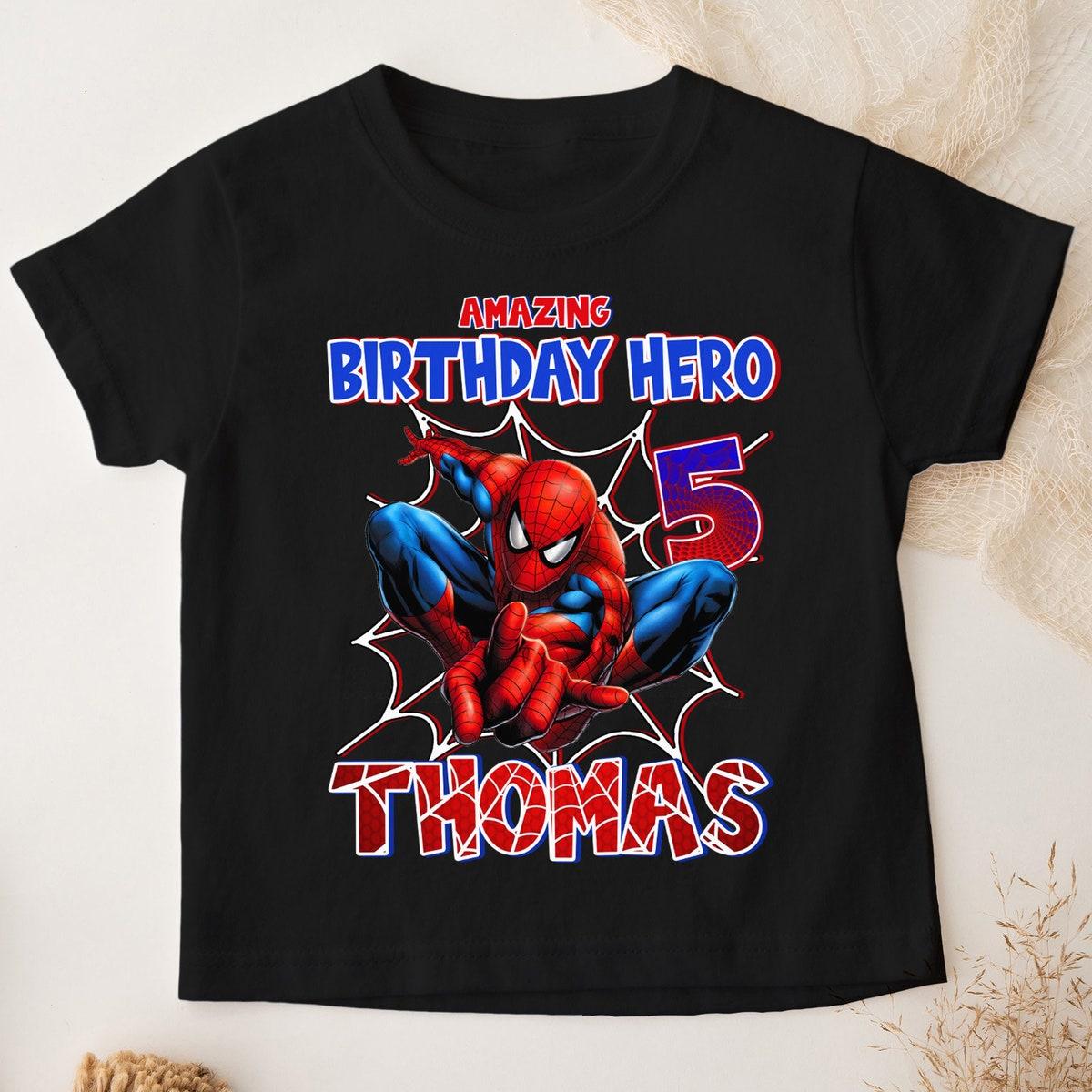 Custom Spider man Birthday Personalized Spiderman Matching Family Shirt 3