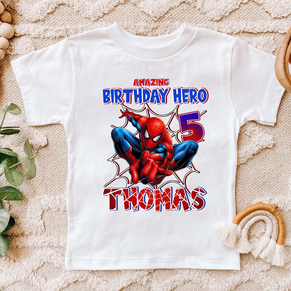 Custom Spider man Birthday Personalized Spiderman Matching Family Shirt 4