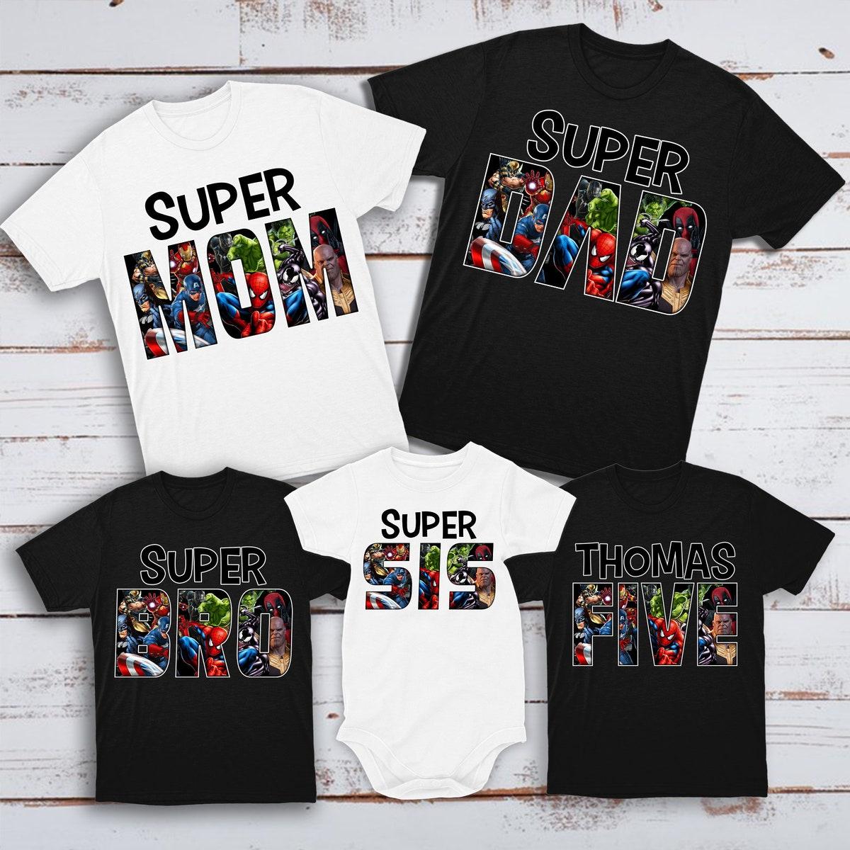 Custom Superhero Birthday Party Matching Family Shirt 3