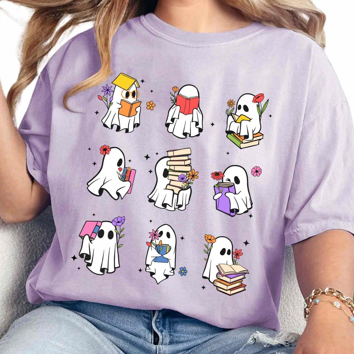 Cute Booktrovert Boo Floral Halloween Book Lover Spooky Season Shirt 4