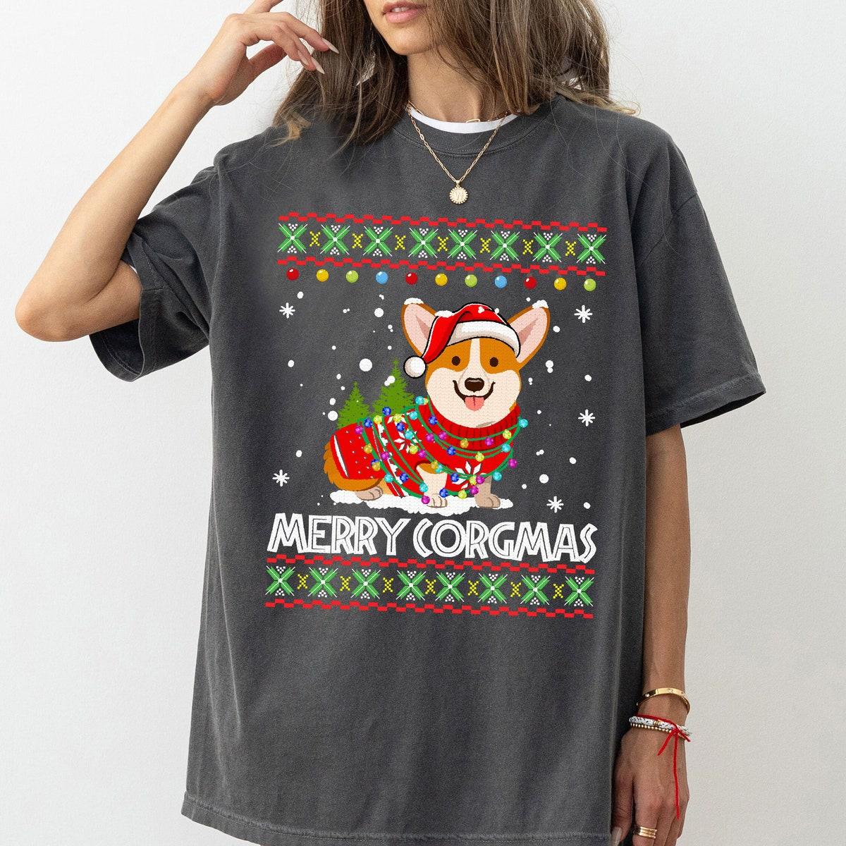 Cute Corgi Dog Ugly Christmas Merry Corgmas Shirt 2