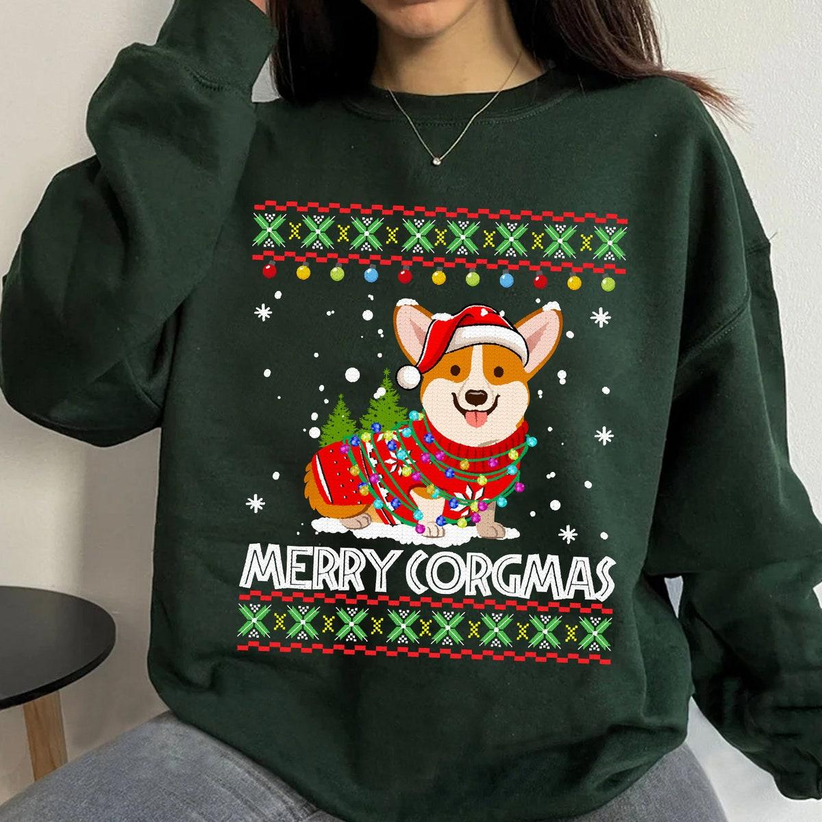 Cute Corgi Dog Ugly Christmas Merry Corgmas Shirt 4