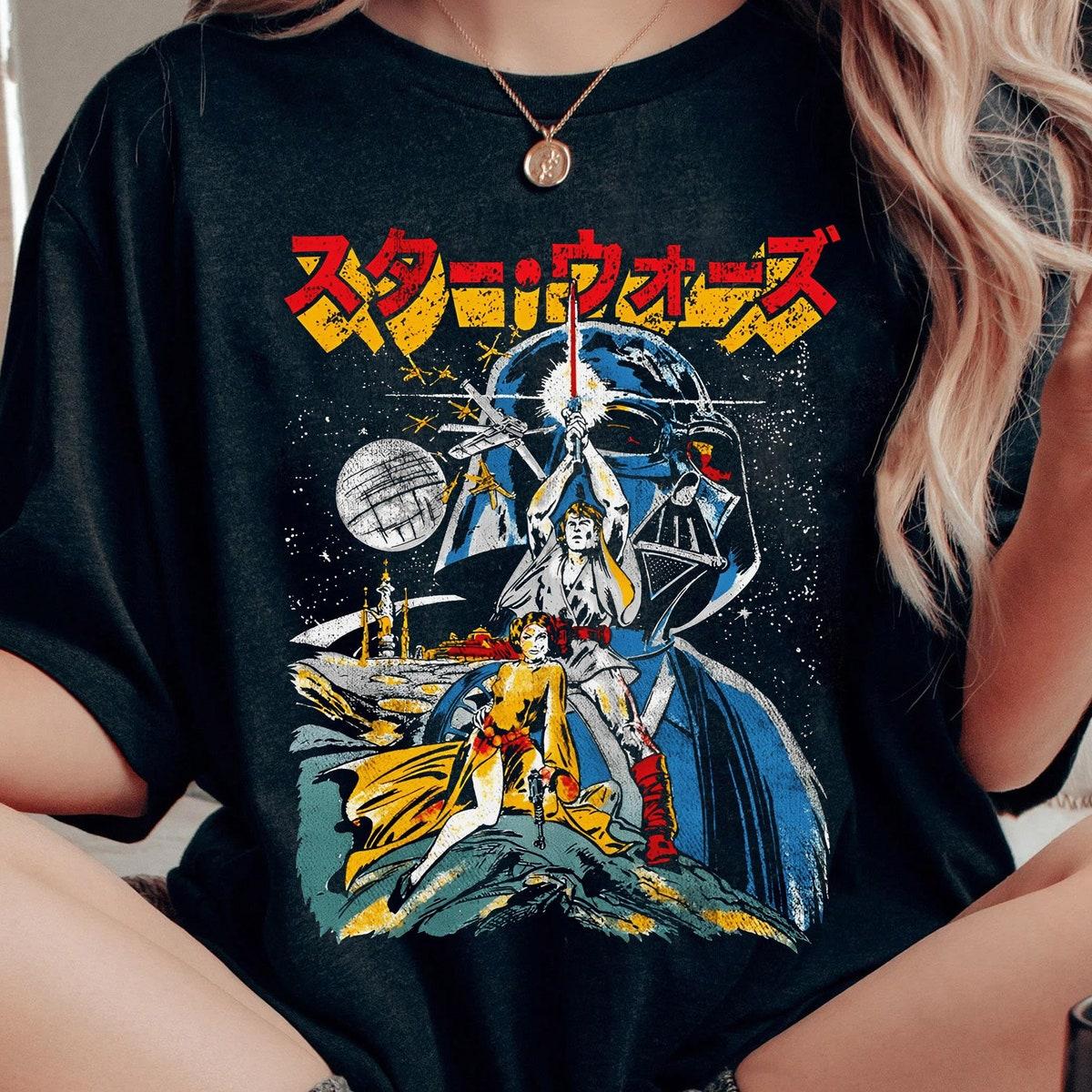 Darth Vader Luke And Princess Leia Kanji Poster Shirt 1