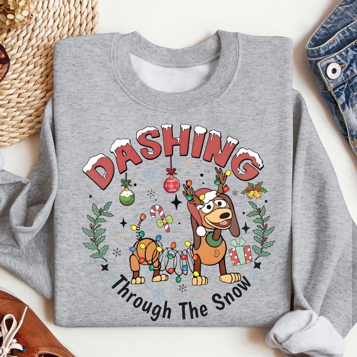 Dashing Through The Snow Slink Dog Christmas Shirt 7