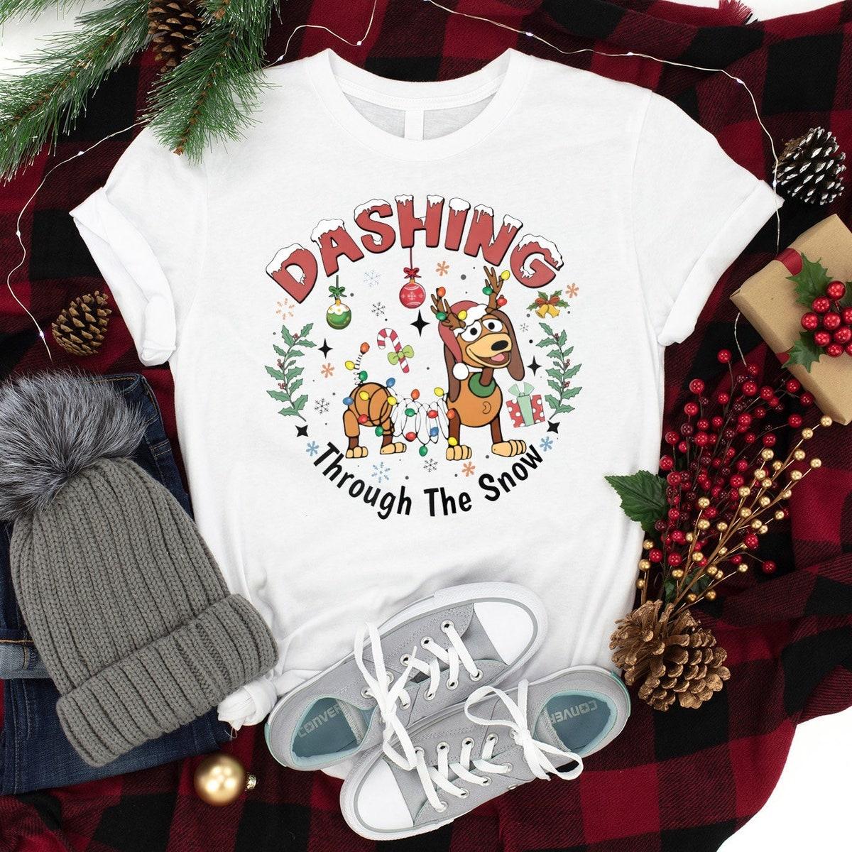 Dashing Through The Snow Slinky Dog Disney Shirt 1