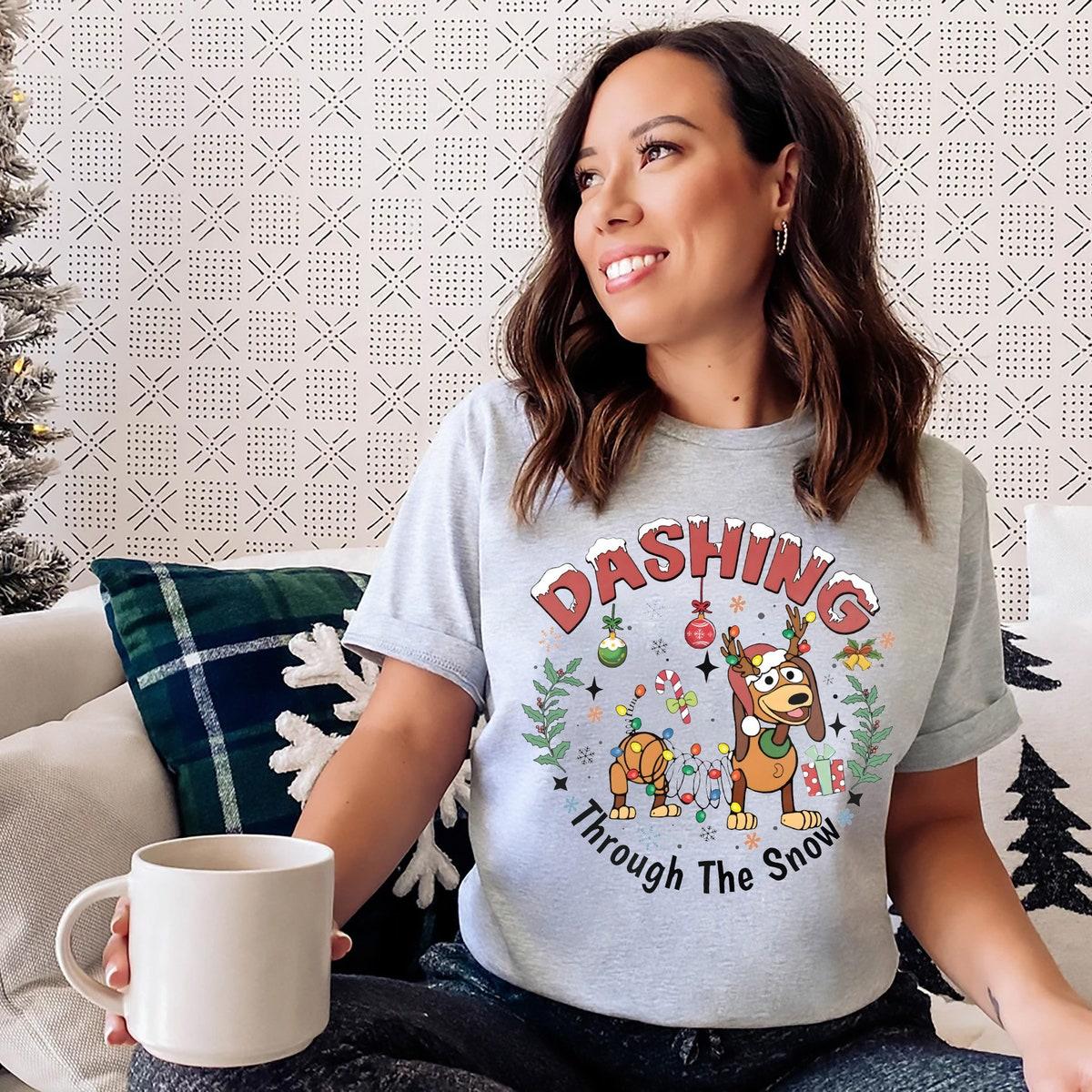 Dashing Through The Snow Slinky Dog Disney Shirt 2