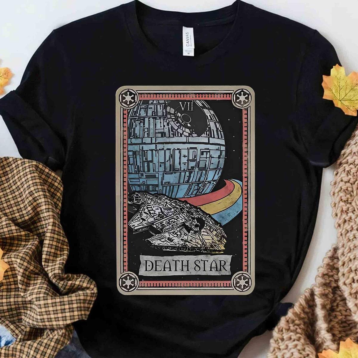 Death Star And Millennium Falcon Tarot Card Shirt 2