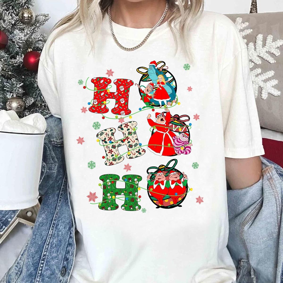 Disney Alice In Wonderland Ho Ho Ho Christmas Shirt 1