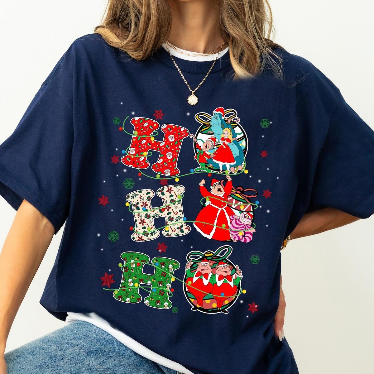 Disney Alice In Wonderland Ho Ho Ho Christmas Shirt 2