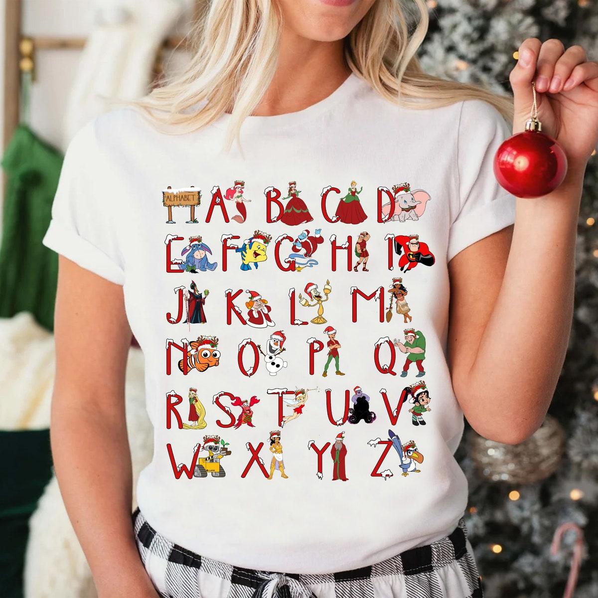 Disney Alphabet Christmas Characters From A To Z Shirt 1