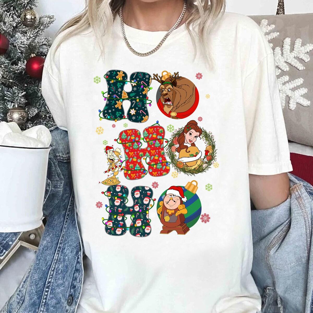 Disney Beauty And The Beast Ho Ho Ho Christmas Shirt 1