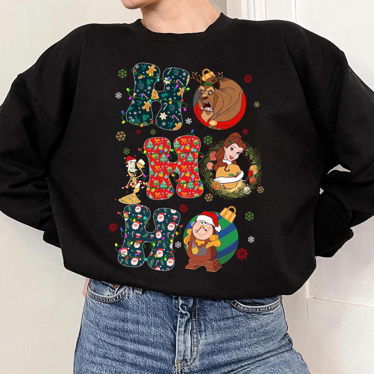 Disney Beauty And The Beast Ho Ho Ho Christmas Shirt 4