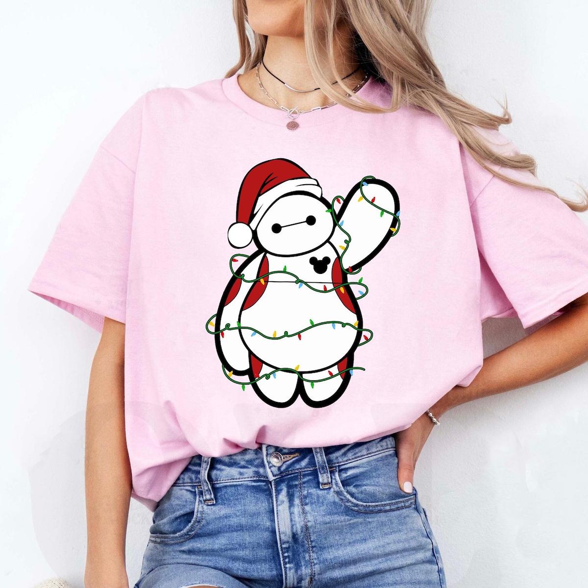 Disney Big Hero Santa Baymax Christmas Lights Shirt 1