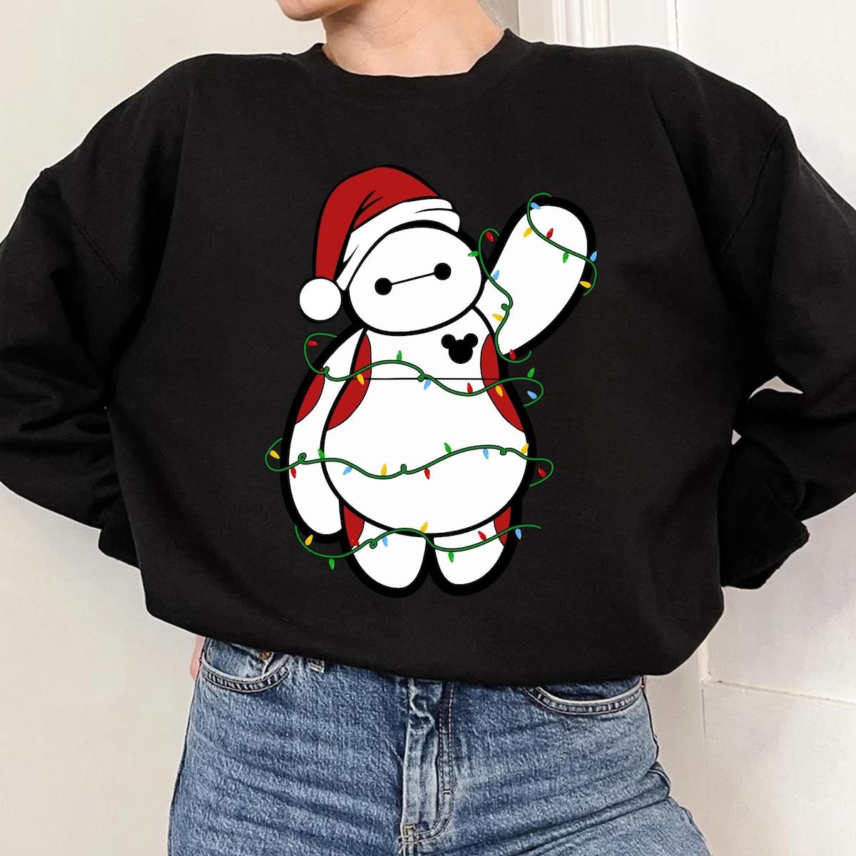 Disney Big Hero Santa Baymax Christmas Lights Shirt 2