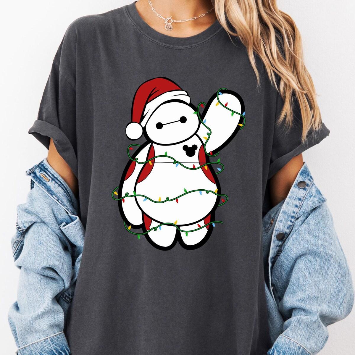 Disney Big Hero Santa Baymax Christmas Lights Shirt 3