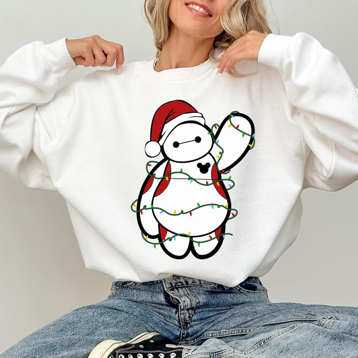 Disney Big Hero Santa Baymax Christmas Lights Shirt 4