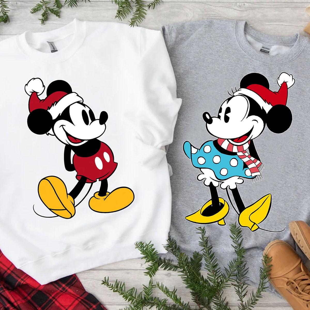 Disney Classic Mickey Mouse And Minnie Mouse Santa Holiday Shirt 1