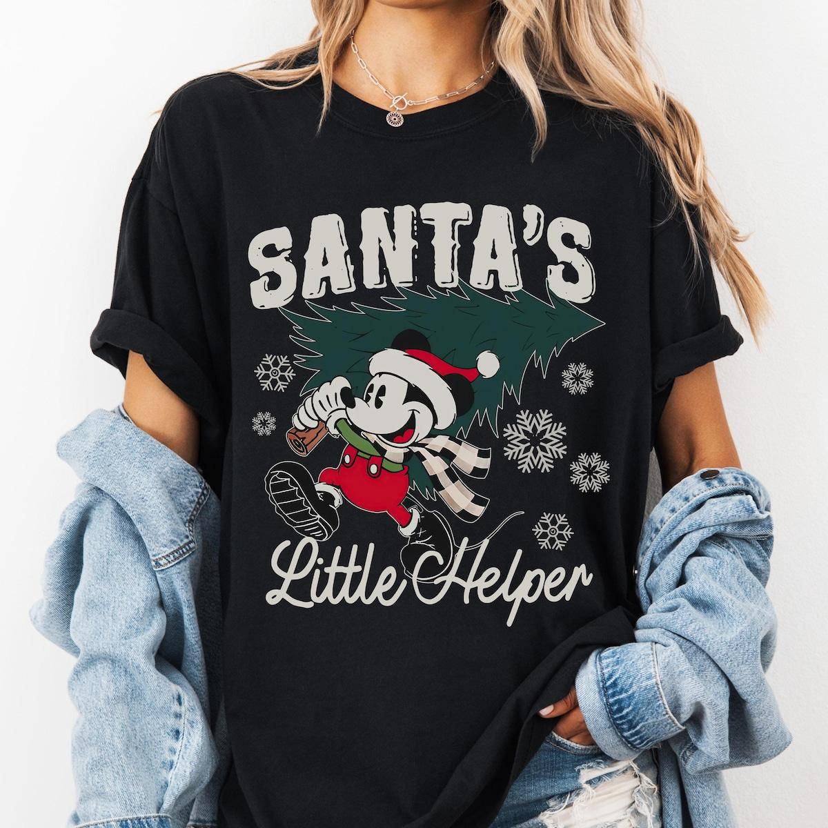 Disney Classic Mickey Mouse Santa's Little Helper Family Christmas Shirt 1