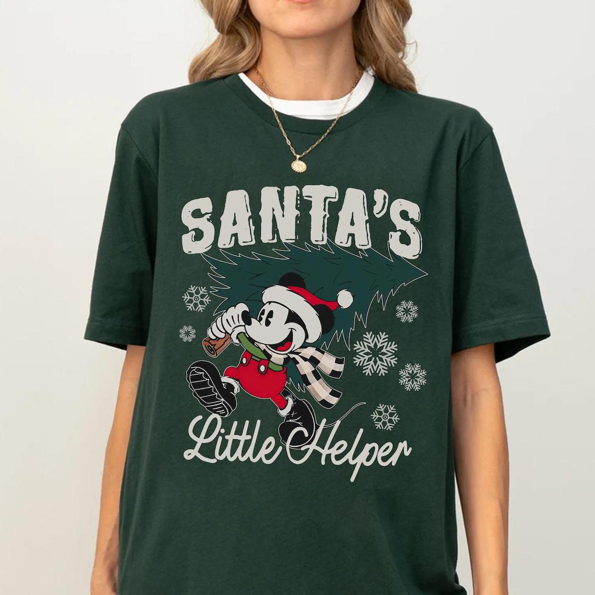 Disney Classic Mickey Mouse Santa's Little Helper Family Christmas Shirt 2