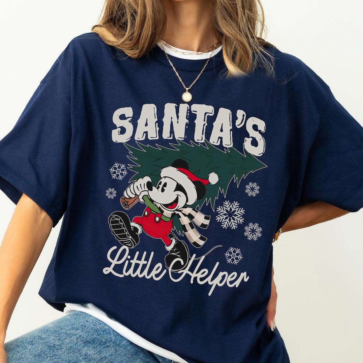 Disney Classic Mickey Mouse Santa's Little Helper Family Christmas Shirt 4