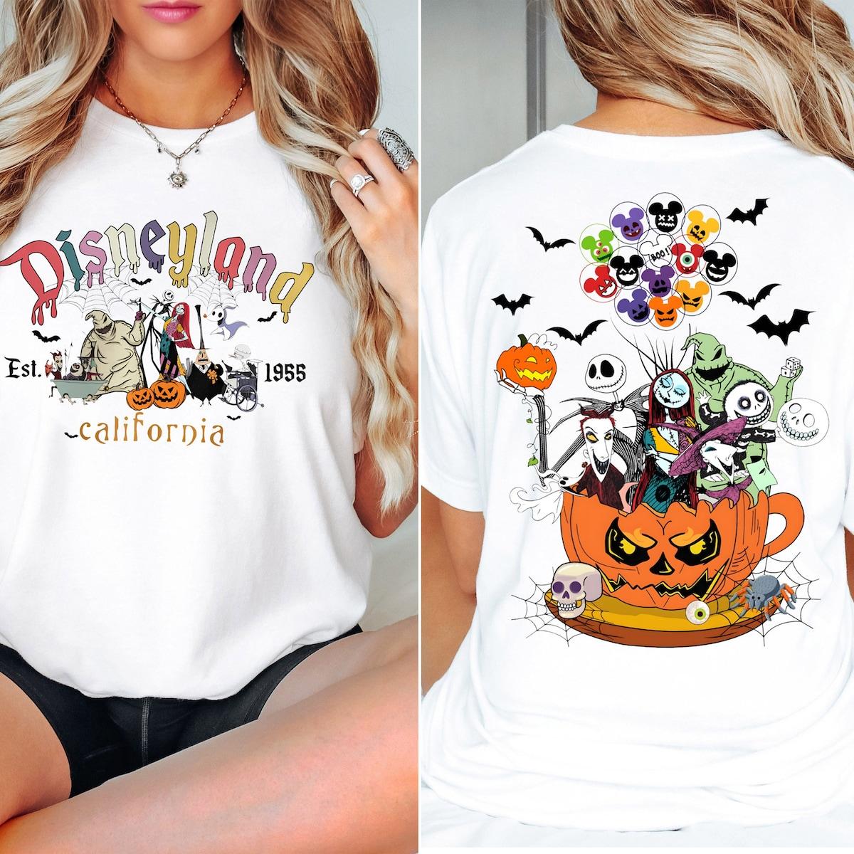 Disney Est. 1955 California Halloween Mickey Ghosts With Pumpkin Shirt 4