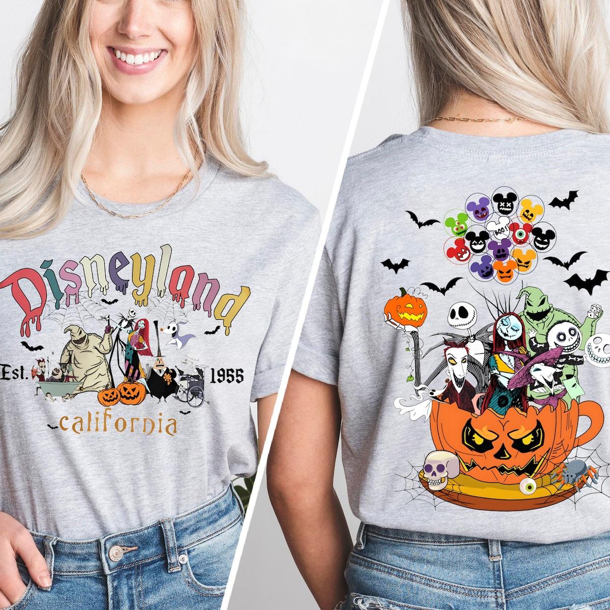 Disney Est. 1955 California Halloween Mickey Ghosts With Pumpkin Shirt 5