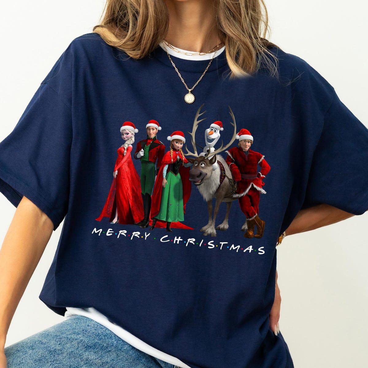 Disney Frozen Characters Group Merry Christmas Shirt 1