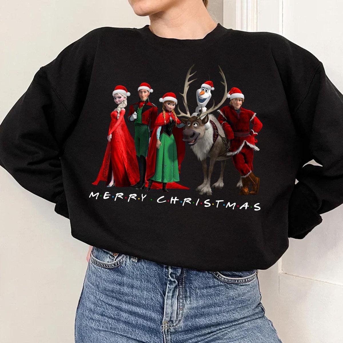 Disney Frozen Characters Group Merry Christmas Shirt 3