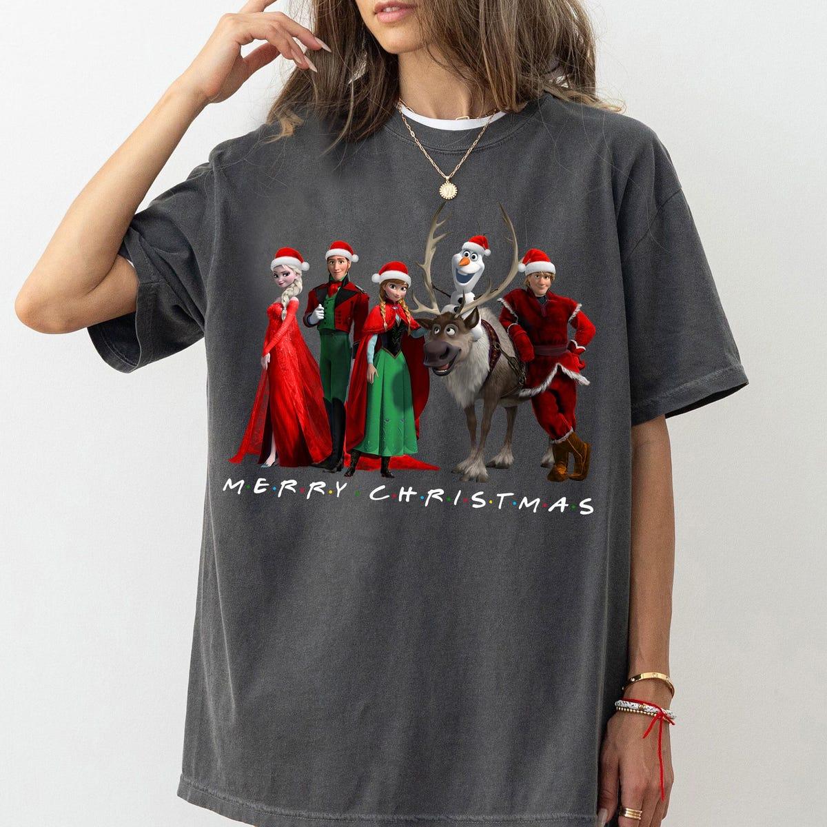 Disney Frozen Characters Group Merry Christmas Shirt 4