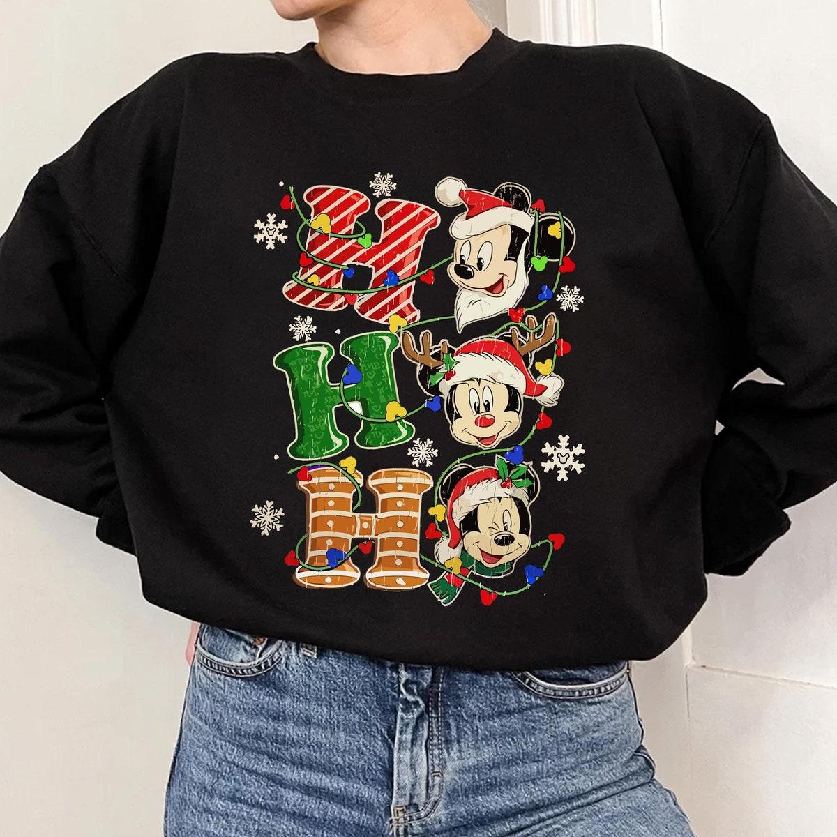 Disney Ho Ho Ho Mickey Mouse Christmas Lights Shirt 2