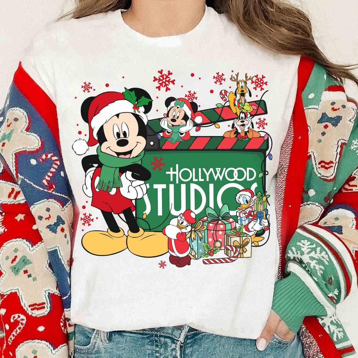 Disney Hollywood Studios Santa Mickey And Friends Christmas Light Shirt 1