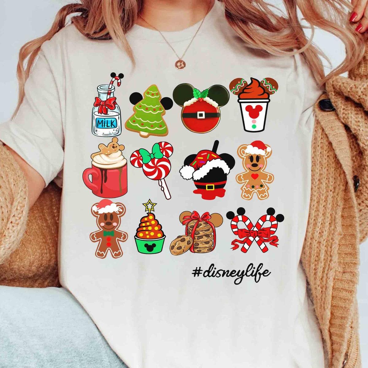 Disney Life Ginger Cookies Snacking Drinking Christmas Shirt 1